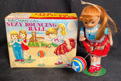 Vintage TPS Japan Wind Up Suzy Bouncing Ball