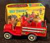Vintage Japan Tin Friction Old Smoky Fire Truck