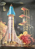 Vintage  Battery Operated Japan Space Rocket Base With Box