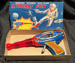 Vintage Shudo Japan Tin Friction Astroray Ray Gun
