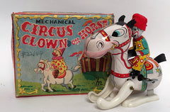 Vintage Mikuni Japan Wind Up Circus Clown On Horse