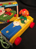 Vintage Japan Wooden Dog In Jeep Pull Toy