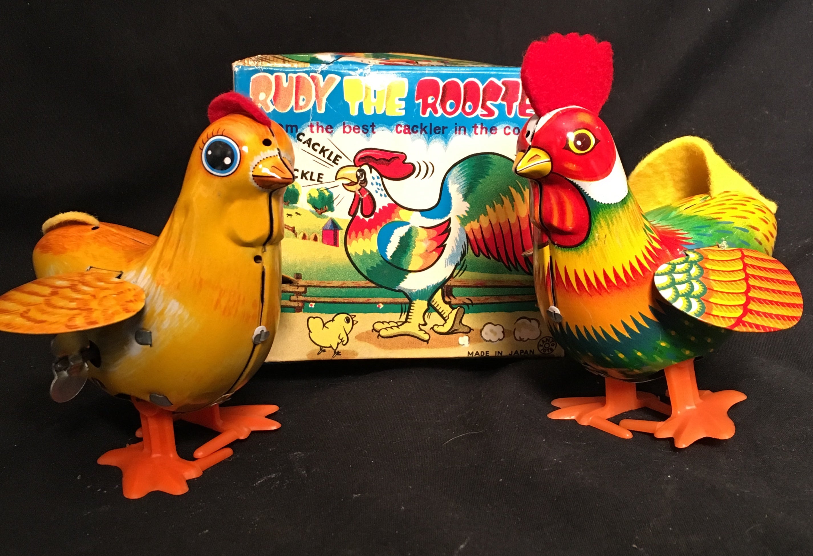Main Street Toys - Vintage Wind Up Rudy the Rooster and Hen