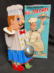 Vintage Yone Japan Tin Wind Up Big Chef Joe