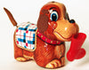 Vintage Yanoman Japan Tin Wind Up Dog With Whirling Tail With Boot