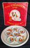 Vintage Japan Tin Rooster Coaster And Serving Tray Set