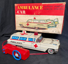 Vintage Yonezowa Japan Battery Operated Ambulance Car With Stretcher