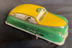 Vintage Courtland Tin Wind Up Checker Taxi Cab