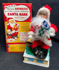 Vintage HTC Japan Battery Operated Animated Santa Bank
