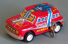 Tin Windup Red Missile Car