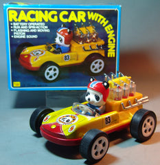 Vintage Chinese Battery Operated Panda In Racing Car
