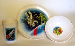 1960's Melamine Space Travel Cup Saucer Plate Set