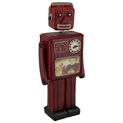 Red Vintage Finish Retro Bobble Head Robot Coin Bank