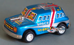 Tin Wind Up Blue Missile Car
